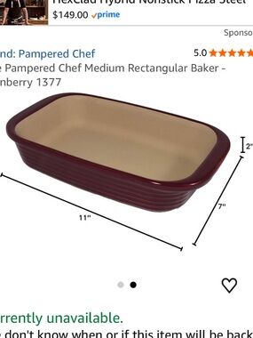 PAMPERED CHEF RECTANGULAR BAKER